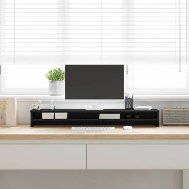vidaXL Βάση Οθονών Μαύρη Δρυς 100x24x13cm από Επεξ. Ξύλο