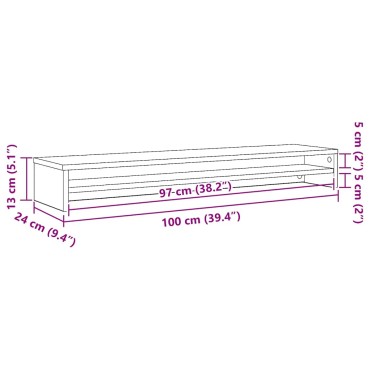 vidaXL Βάση Οθονών Μαύρη Δρυς 100x24x13cm από Επεξ. Ξύλο