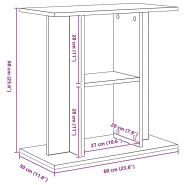 vidaXL Βάση Ενυδρείου Μαύρη Δρυς 60x30x60 εκ. από Επεξεργασμένο Ξύλο