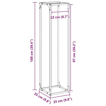 vidaXL Ράφι για καυσόξυλα 25x25x100 εκ. Ατσάλι ψυχρής έλασης
