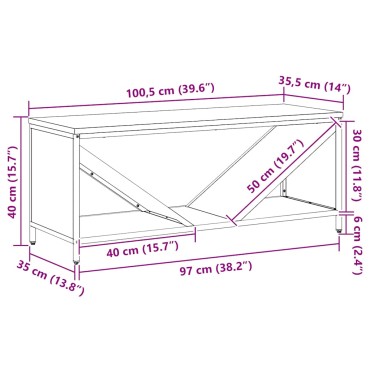 vidaXL Ράφι για καυσόξυλα με ξύλινη κορυφή 100,5x35,5x40 εκ.