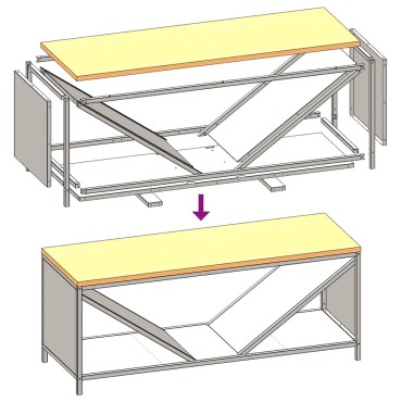 vidaXL Ράφι για καυσόξυλα με ξύλινη κορυφή 100,5x35,5x40 εκ.