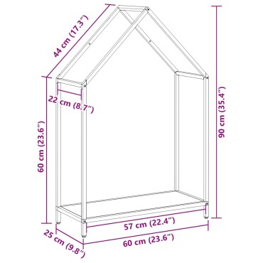 vidaXL Ράφι για καυσόξυλα Ανθρακί 60x25x90 εκ. Ατσάλι ψυχρής έλασης