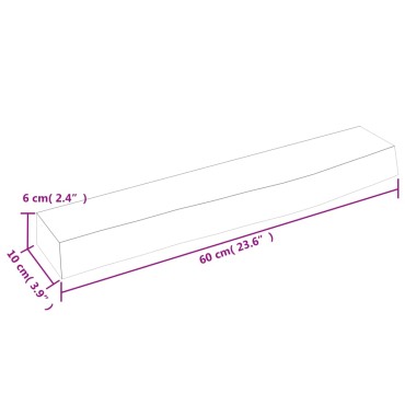 vidaXL Ράφι Τοίχου Ανοιχτό Καφέ 60x10x6cm Επεξεργ. Μασίφ Ξύλο Δρυός 1 τεμ.