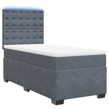 vidaXL Κρεβάτι Boxspring με Στρώμα Σκούρο Γκρι 80x200 εκ. Βελούδινο