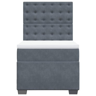 vidaXL Κρεβάτι Boxspring με Στρώμα Σκούρο Γκρι 80x200 εκ. Βελούδινο