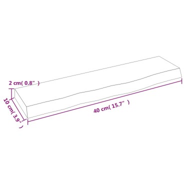 vidaXL Ράφι Τοίχου Ανοιχτό Καφέ 40x10x2cm Επεξεργ. Μασίφ Ξύλο Δρυός 1 τεμ.
