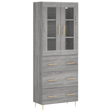 vidaXL Ντουλάπι Γκρι Sonoma 69,5x34x180cm Επεξεργασμένο Ξύλο 1 τεμ.