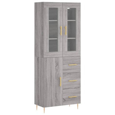 vidaXL Ντουλάπι Γκρι Sonoma 69,5x34x180cm Επεξεργασμένο Ξύλο 1 τεμ.