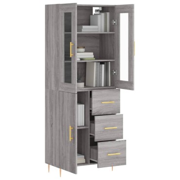 vidaXL Ντουλάπι Γκρι Sonoma 69,5x34x180cm Επεξεργασμένο Ξύλο 1 τεμ.