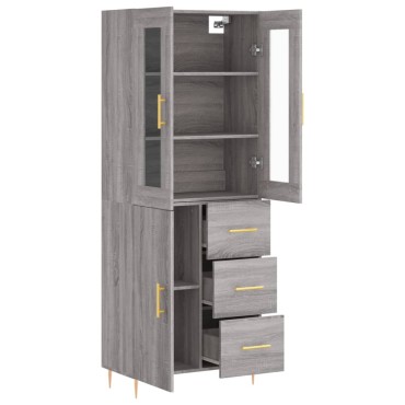 vidaXL Ντουλάπι Γκρι Sonoma 69,5x34x180cm Επεξεργασμένο Ξύλο 1 τεμ.