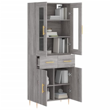 vidaXL Ντουλάπι Γκρι Sonoma 69,5x34x180cm Επεξεργασμένο Ξύλο 1 τεμ.