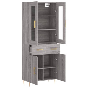vidaXL Ντουλάπι Γκρι Sonoma 69,5x34x180cm Επεξεργασμένο Ξύλο 1 τεμ.