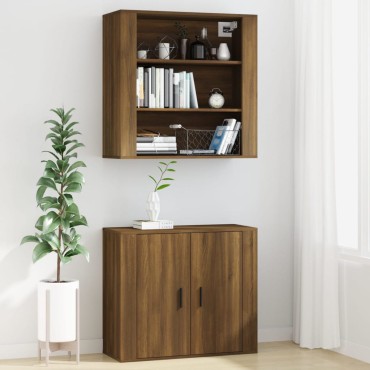 vidaXL Ντουλάπι Τοίχου Καφέ Δρυς 80x33x80cm Επεξεργασμένο Ξύλο 1 τεμ.