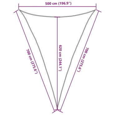vidaXL Πανί Σκίασης Ανθρακί 5 x 7 x 7 μ. από HDPE 160 γρ./μ²