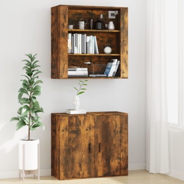 vidaXL Ντουλάπι Τοίχου Καπνιστή Δρυς 80x33x80cm Επεξεργασμένο Ξύλο 1 τεμ.