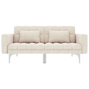 vidaXL Καναπές Κρεβάτι Κρεμ Υφασμάτινος 175,5x84x79,5cm 1 τεμ. Γωνιακός