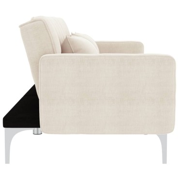 vidaXL Καναπές Κρεβάτι Κρεμ Υφασμάτινος 175,5x84x79,5cm 1 τεμ. Γωνιακός