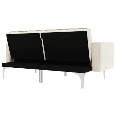 vidaXL Καναπές Κρεβάτι Κρεμ Υφασμάτινος 175,5x84x79,5cm 1 τεμ. Γωνιακός