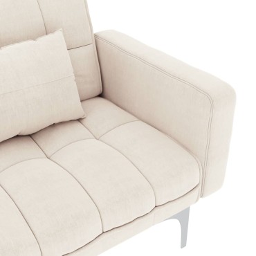 vidaXL Καναπές Κρεβάτι Κρεμ Υφασμάτινος 175,5x84x79,5cm 1 τεμ. Γωνιακός