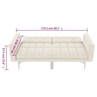 vidaXL Καναπές Κρεβάτι Κρεμ Υφασμάτινος 175,5x84x79,5cm 1 τεμ. Γωνιακός