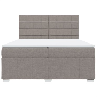 vidaXL Κρεβάτι Boxspring με Στρώμα Taupe 200x200cm Υφασμάτινο 1 τεμ. - Διπλό