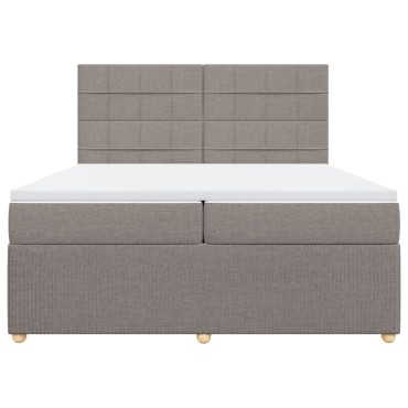 vidaXL Κρεβάτι Boxspring με Στρώμα Taupe 200x200 εκ. Υφασμάτινο