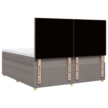 vidaXL Κρεβάτι Boxspring με Στρώμα Taupe 200x200 εκ. Υφασμάτινο