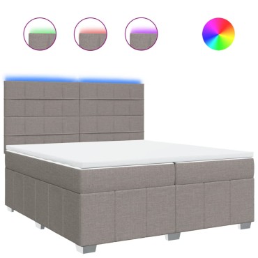vidaXL Κρεβάτι Boxspring με Στρώμα Taupe 200x200cm Υφασμάτινο 1 τεμ. - Διπλό