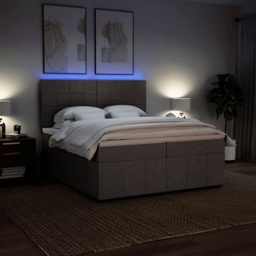 vidaXL Κρεβάτι Boxspring με Στρώμα Taupe 200x200cm Υφασμάτινο 1 τεμ. - Διπλό