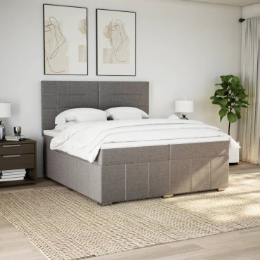 vidaXL Κρεβάτι Boxspring με Στρώμα Taupe 200x200cm Υφασμάτινο 1 τεμ. - Διπλό