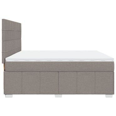vidaXL Κρεβάτι Boxspring με Στρώμα Taupe 200x200cm Υφασμάτινο 1 τεμ. - Διπλό