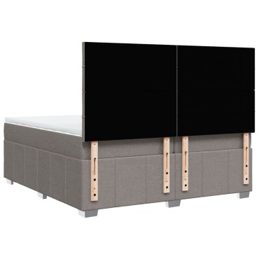 vidaXL Κρεβάτι Boxspring με Στρώμα Taupe 200x200cm Υφασμάτινο 1 τεμ. - Διπλό