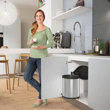 Hailo Κάδος Απορριμ. Ντουλαπιού Compact-Box Μ/15 L Αν. Ατσάλι 3555-101