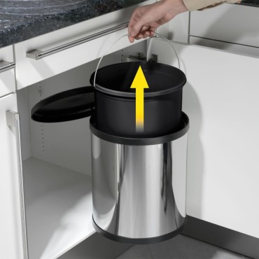 Hailo Κάδος Απορριμ. Ντουλαπιού Compact-Box Μ/15 L Αν. Ατσάλι 3555-101