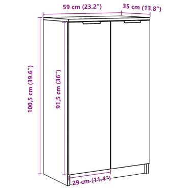 vidaXL Παπουτσοθήκη Όψη Παλαιού Ξύλου 59x35x100,5cm Επεξ. Ξύλο 1 τεμ.
