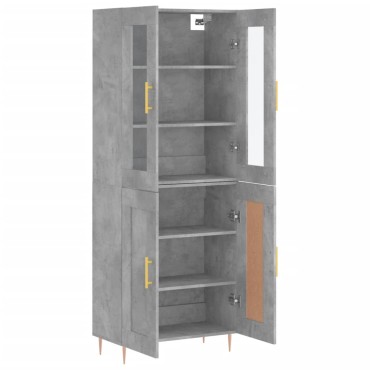 vidaXL Ντουλάπι Γκρι Σκυροδέματος 69,5x34x180cm Επεξεργασμένο Ξύλο 1 τεμ.