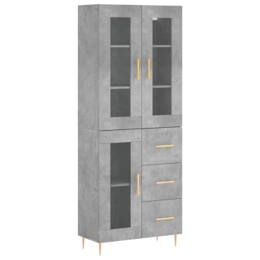 vidaXL Ντουλάπι Γκρι Σκυροδέματος 69,5x34x180cm Επεξεργασμένο Ξύλο 1 τεμ.
