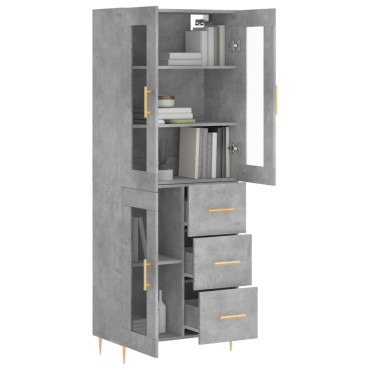 vidaXL Ντουλάπι Γκρι Σκυροδέματος 69,5x34x180cm Επεξεργασμένο Ξύλο 1 τεμ.