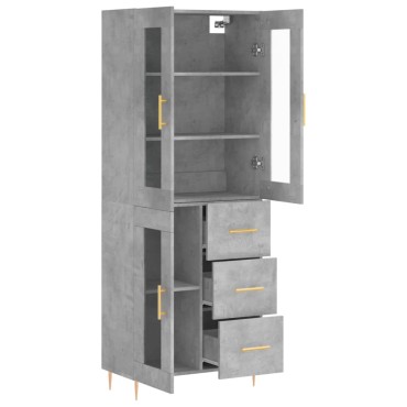 vidaXL Ντουλάπι Γκρι Σκυροδέματος 69,5x34x180cm Επεξεργασμένο Ξύλο 1 τεμ.