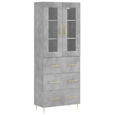 vidaXL Ντουλάπι Γκρι Σκυροδέματος 69,5x34x180cm Επεξεργασμένο Ξύλο 1 τεμ.