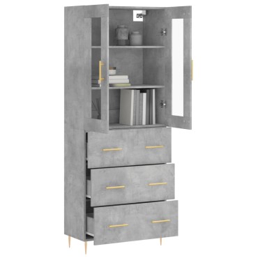 vidaXL Ντουλάπι Γκρι Σκυροδέματος 69,5x34x180cm Επεξεργασμένο Ξύλο 1 τεμ.