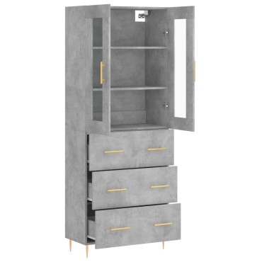 vidaXL Ντουλάπι Γκρι Σκυροδέματος 69,5x34x180cm Επεξεργασμένο Ξύλο 1 τεμ.