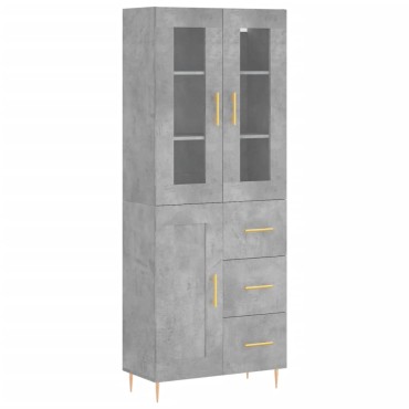 vidaXL Ντουλάπι Γκρι Σκυροδέματος 69,5x34x180cm Επεξεργασμένο Ξύλο 1 τεμ.
