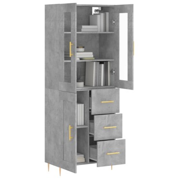 vidaXL Ντουλάπι Γκρι Σκυροδέματος 69,5x34x180cm Επεξεργασμένο Ξύλο 1 τεμ.