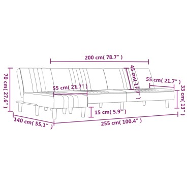vidaXL Καναπές Κρεβάτι Γωνιακός Αν. Γκρι 255x140x70cm Υφασμάτινος 1 τεμ.