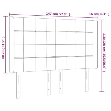 vidaXL Κεφαλάρι με Πτερύγια Σκούρο Καφέ 147x16x118/128cm Υφασμάτινο 1 τεμ.