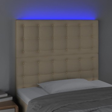 vidaXL Κεφαλάρι Κρεβατιού LED Κρεμ 80x5x118/128cm Υφασμάτινο 1 τεμ.