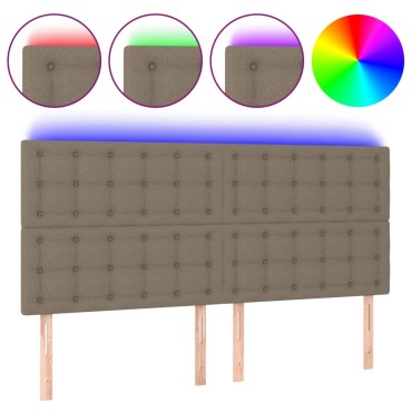 vidaXL Κεφαλάρι Κρεβατιού LED Taupe 160x5x118/128cm Υφασμάτινο 1 τεμ.