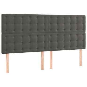 vidaXL Κεφαλάρι Κρεβατιού LED Σκούρο Γκρι 160x5x118/128cm Βελούδινο 1 τεμ.